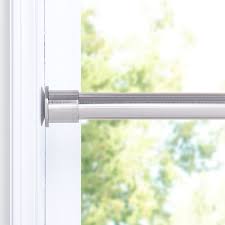 Another more expensive solution involves suspending a bent curtain rod that follows the slope, and attaching stops to the sloped part that prevent the curtain slipping downward. Us 59 99 Nicetown Shower Rod For Bathroom Adjustable Shower Curtain Rod Tension Window Curtain Rod For Door Closet Cupboard Nickel M Nicetown Com