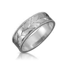 14k White Gold Wedding Band Matching Wedding Bands Leaves Wedding Ring Men S Wedding Ring Antique Wedding Bands Boho Wedding Bands Wedding Ring Collections