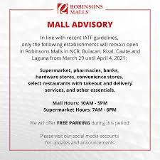 Palace spokesman harry roque announced the new classifications on thursday night. Guide Mall Hours For 2021 Ecq Reportr World