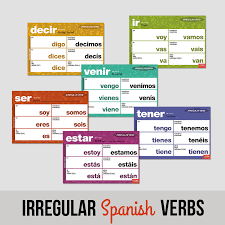 Essential Irregular Spanish Verbs Chart Set Verb Chart