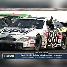 Kevin harvick and denny hamlin combine for a thrilling last three laps, but harvick takes the checkered flag to earn his first nascar cup series win o. Nascar On Nbc Throwback Dale Jarrett Wins At New Hampshire Motor Speedway In 2001 Facebook