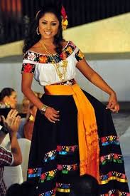 Here Is Another Traditional Mexican Dress From The Tabasco Region It Has Beautiful Stripes Of Embroid Traditional Mexican Dress Mexican Outfit Mexican Costume