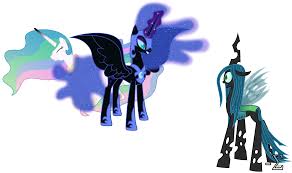 The day of nightmare moon's return is also the 1,000 year anniversary of the summer sun celebration, so princess celestia sends twilight to oversee the celebration's preparations, which are being held in ponyville, and encourages twilight to stop reading those dusty old books and make some friends, much to twilight's surprise. Nightmare Moon Battles Chrysalis By 90sigma Deviantart Com On Deviantart Now That S The Figh My Little Pony Characters Nightmare Moon My Little Pony Princess