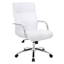 White Leather Chrome Ergonomic Office Chair W Classic Design Ergonomic Office Chair Conference Chairs Executive Office Chairs