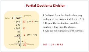 partial quotients division method solutions examples