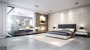 Simple Square Shape Floor Tiles Features White Wall Color And Wooden Wall Layers Modern Master Bedroom Master Bedroom Design Contemporary Bedroom Design