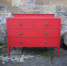 Chest Of Drawers In Fusion Mineral Paint Fort York Red With Beeswax Finish By Emily Rose Vintage Red Painted Furniture Painted Red Dresser Painted Furniture