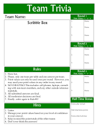 Your sets of printable trivia questions. Trivia Scoresheet