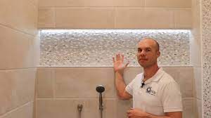 How To Install Led Lights In Shower Niche Actual Job Shower Niche Tile Shower Niche Installing Led Strip Lights