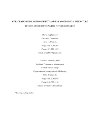 30 north brainard street, naperville, il 60540. Pdf Corporate Social Responsibility And Tax Avoidance A Literature Review And Directions For Future Research