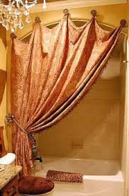 Diy Instead Of Shower Rod Use Pretty Hooks And Tie Back Curtain When Not In Use Love This Shower Rod Curtains Home Decor