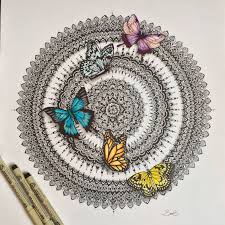 Hand Drawn Butterfly Mandala By Samschroederart Instagram Samschroeds Mandala Drawing Mandala Art Butterfly Mandala