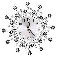 Giant stylish fashion flower shaped black metal iron wall clock features with competitive price fashion design, best for home decoration or gift high quality, top sweep movement and alloy pointer prompt delivery time oem / odm are available specification item no. Demiawaking Modern Crystal Diamond Wall Clock Luxury Flower Wall Clock Silent Metal Clock For Living Room Bedroom Home Wall Art Decoration Black Buy Online In Bahamas At Bahamas Desertcart Com Productid 55833793