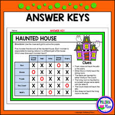 Figure out who owns what color house and what salary they have; Halloween Logic Puzzles Brain Teaser Puzzles With Grids By Polliwog Place