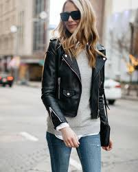 Http Fashionjackson Com Layer White Button Shirt Jacket Outfit Women Black Leather Jacket Outfit Leather Jackets Women