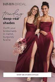 Wine Shades For Maids Are Trending And David S Bridal Has Them All Delicious Hues Of Merlot And Wedding Bridesmaid Dresses Bridesmaid Red Bridesmaid Dresses