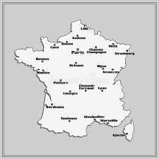 C'est le moment des révisions pour les enfants du primaire. Carte Des Frances Avec De Grandes Villes Illustration Stock Illustration Du Pays Signe 110395423
