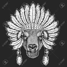 Skull of a cow with horns decorated with flowers vector. Buffalo Bison Bull Head Portait Of Animal Indian Tribal Traditional Royalty Free Cliparts Vectors And Stock Illustration Image 144930675