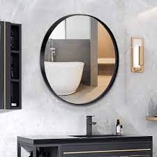 Some bathroom mirrors extend far from the bathroom vanity or from the bathroom sink. Amazon Com Andy Star Round Wall Mirror For Bathroom 30 Inch Black Circle Mirror Modern Premium Stainless Steel Metal Frame Wall Mounted For Bathroom Entryway Vanity Living Room Bedroom Furniture Decor