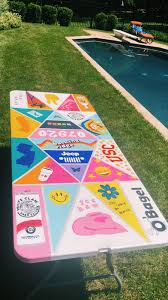 Diy Painted Pong Table In 2020 Diy Beer Pong Table Beer Pong Table Designs Beer Pong Table Painted