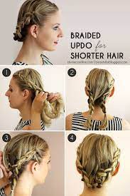 Then divide the other part into further two sections and twist it around the hair. Hairstyle How To Easy Braids For Short Hair More Braids For Short Hair Braided Updo For Short Hair Hair Styles