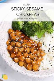 Vegan Sticky Sesame Chickpea Recipe Recipe Chickpea Recipes Chickpea Recipes Easy Vegan Chickpea Recipes