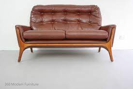 Mid Century Leather 2 Seater Carlisle Retro Vintage Lounge Sofa Pearsall Era
