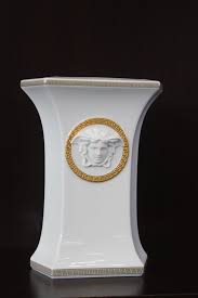 Versace Gorgona Vase 9 Gold Medusa White Porcelain Rosenthal White Porcelain Vase Porcelain