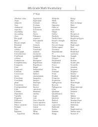 8th Grade Math Vocabulary Kindergarten Vocabulary Words Math Vocabulary Vocabulary Word Worksheet