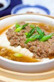 Healthy Steamed Tofu With Ground Meat Spice The Plate Recipe Chinese Cooking Steam Recipes Meat Recipes