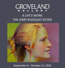 A secret guest curator was invited to choose work from Groveland's  inventory for the Drawing Room with only one rule: Andrea wanted to include  two recent additions to our inventory: Thomas Paquette's "