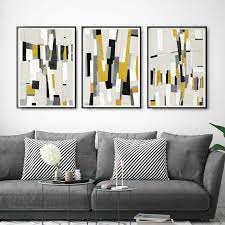 Accent traditional and contemporary spaces alike with abstract fine art prints in a range of color palettes. Set Of 3 Abstract Art Prints Mustard Yellow And Grey Wall Art Bronagh Kennedy Art Prints