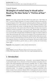 Don't argue with the elders. Pdf Strategies Of Verbal Irony In Visual Satire Reading The New Yorker S Politics Of Fear Cover