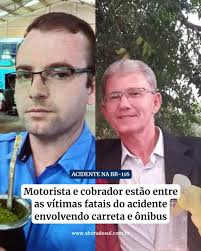 O motorista Carlos Blank, de 34 anos, e o cobrador Luis Anselmo da Silva,  de 57 anos, estão entre as vítimas fatais do grave acidente envolvendo uma  carreta e um ônibus da