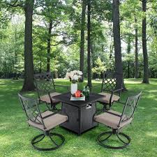 Enjoy the beautiful weather with a comfortable patio conversation set from the great selection at coleman furniture. 5pc Outdoor Conversation Set With Swivel Chairs 28 Square Propane Fire Table Captiva Designs Target