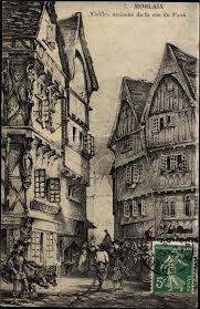 Gravure Ancienne Representant Les Rues De Morlaix On Y Voit Un Homme Portant Une Veste Longue Fermee Et A L Arriere Morlaix Gravures Anciennes Batz Sur Mer