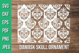 Download Damask Skull Floral Pattern Svg Oriental Ornament Cut File 1159270 Cut Files Design Bundles