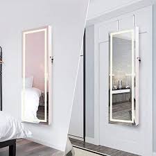 And the songmics wall/door jewelry armoire offers a. Aoou Jewelry Organizer Hanging Wall Mounted Jewelry Armoire Full Length Mirror Led Lock Door Jewelry Cabinet With Best Intelligent Switch Large Storage Capacity 3 Changeable Led Lights Colors White Pricepulse