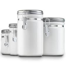 Ceramic Kitchen Canisters White Set Of 4 Image Ceramic Kitchen Canisters Ceramic Canisters Ceramic Canister Set