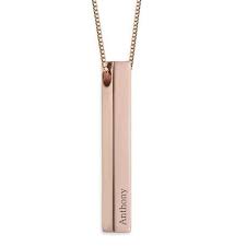 Buy 3d Engraved Bar Necklace In Rose Gold Plating From Mynamenecklace Our Personalized Jewelry Is The Bar Necklace Personalized Jewelry Engraved Bar Necklace