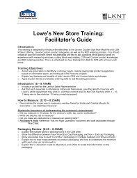 Lowes New Store Training Facilitators Guide Introduction