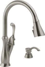Delta leland single handle pull down sprayer kitchen faucet with soap dispenser in stainless 19978 sssd dst the home depot. Delta Arabella Pull Down Single Handle Kitchen Faucet With Soap Dispenser And Shieldspray Reviews Wayfair