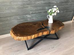 Solid Wood Coffee Table Live Edge Table Steel Legs Metal Etsy In 2020 Live Edge Coffee Table Raw Wood Coffee Table Live Edge Table