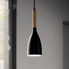 Suspension Conique En Metal Et Bois Naturel Manhattan Pavillon En Bois Ampoule Led Suspension Luminaire