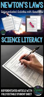Newton S Laws Science Literacy Article Distance Learning Compatible Science Literacy Force And Motion Middle School Science Activities
