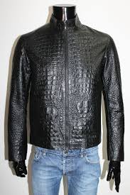 Italian Handmade Men Leather Slim Fit Blouson Jacket Crocodile Black Xl Leather Jacket Men Jackets Men Fashion Lambskin Leather Jacket