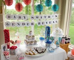 Gender Reveal Table Setup Gender Reveal Party Food Gender Reveal Decorations Gender Reveal Baby Shower Themes