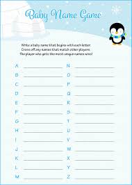 Baby shower guests will guess the delivery date, weight, and length of baby. Baby Name Baby Shower Game Winter Baby Shower Theme For Baby Boy Blue Penguin Celebrate Life Crafts