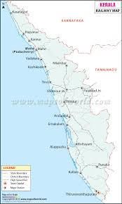 Map showing all the districts of kerala with their respective location and boundaries. Kerala Railway Map