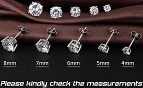 Fashion 925 Sterling Silver Pricess Cut Cubic Zirconia Stud Earrings 4mm 5mm 6mm 7mm 8mm